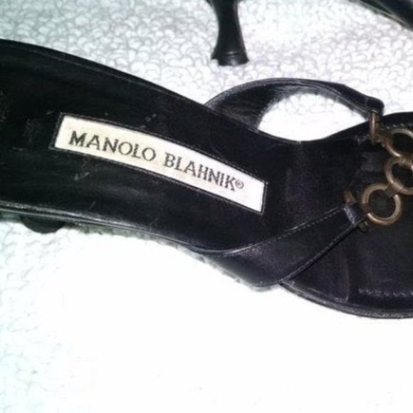 MANOLO BLAHNIK Black Sandals 7.5 - Picture 6 of 8
